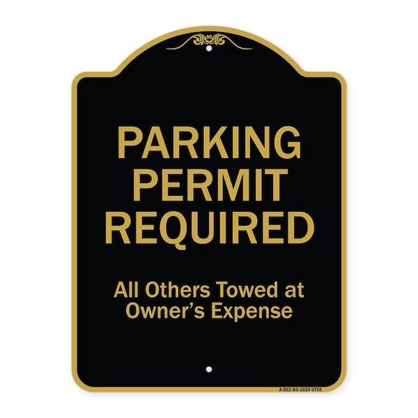 Signmission Designer Series-Parking Permit Required All Others Towed Owners Expense, 18" L, 24" H, BG-1824-9798 A-DES-BG-1824-9798 - main